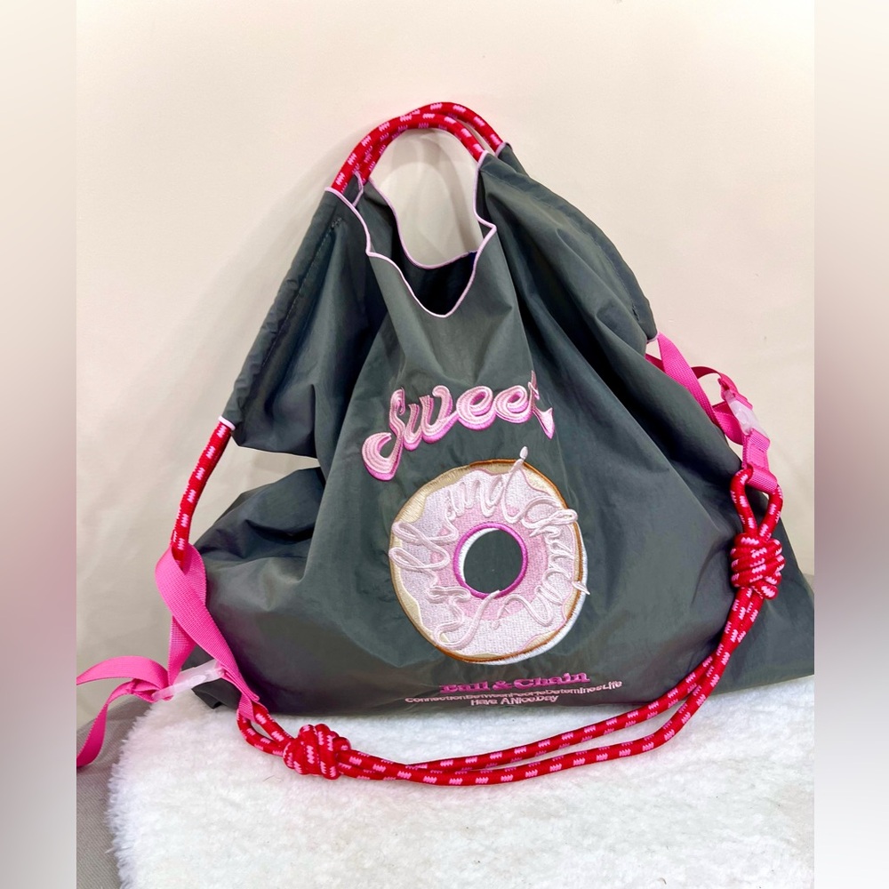 Gray and Pink Tote Bag
